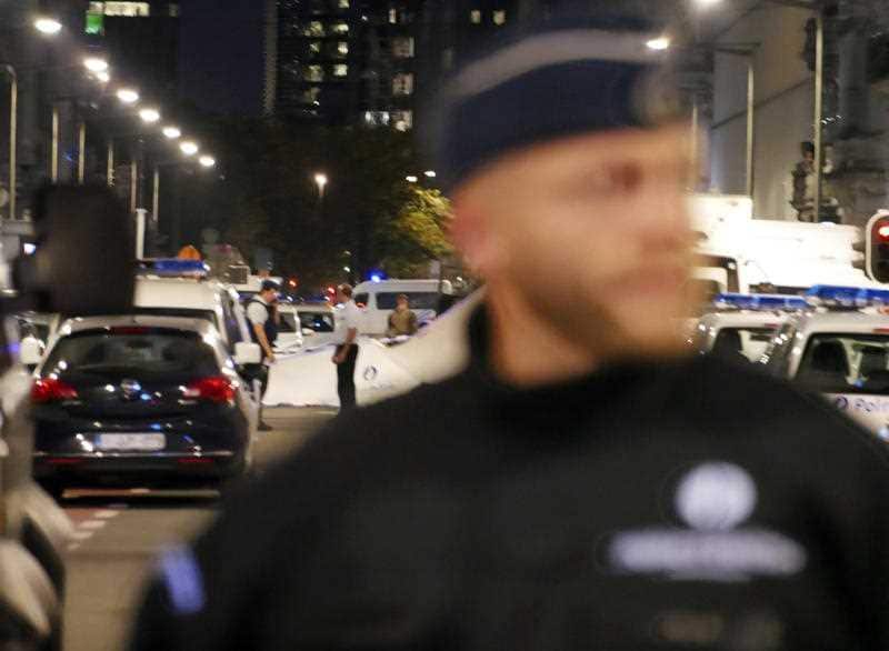 Police at the scene, following the attack.