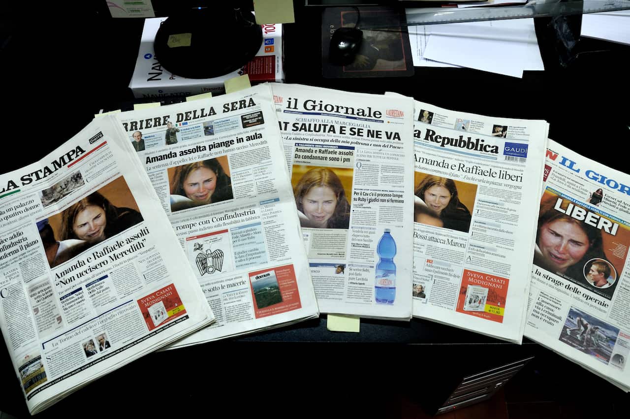 Italian coverage of the trial, following Knox's acquittal. 