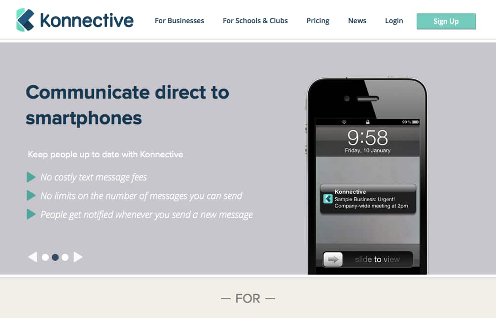 The Konnective app is a secure broadcast service with inbuilt features like a calendar.