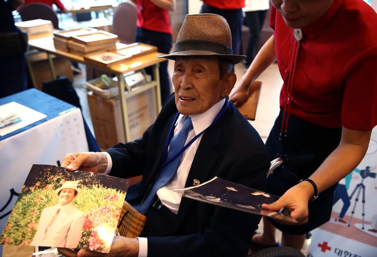  A South Korean man chosen to attend a family reunion event in North Korea after arriving at a hotel used as a gathering point, in Sokcho