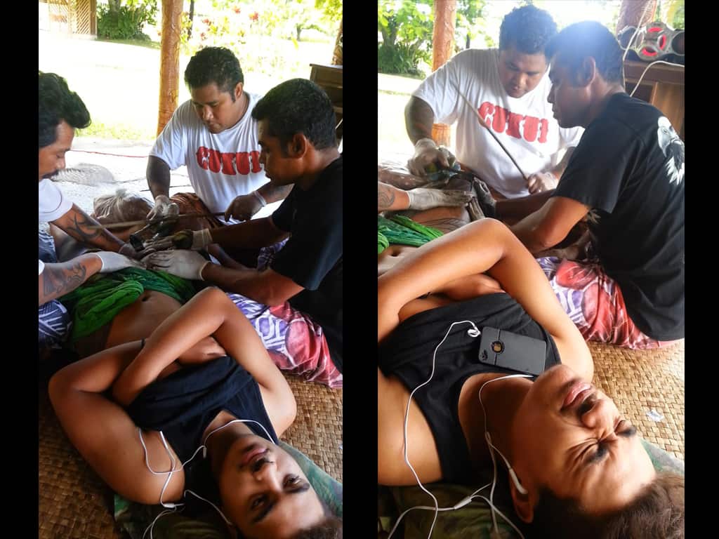 Koro Sofara getting his pe'a.