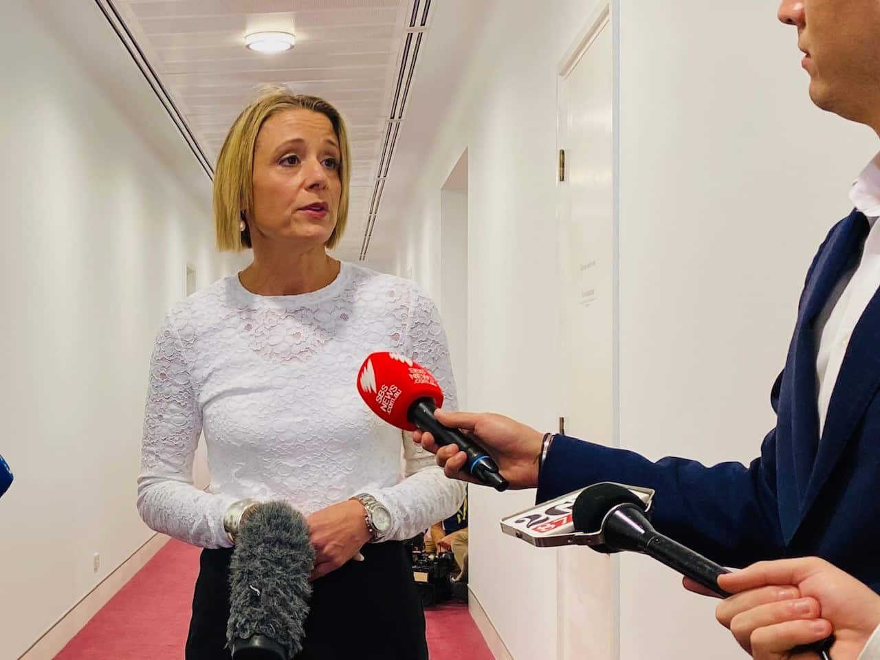 Labor Senator Kristina Keneally addresses the media.