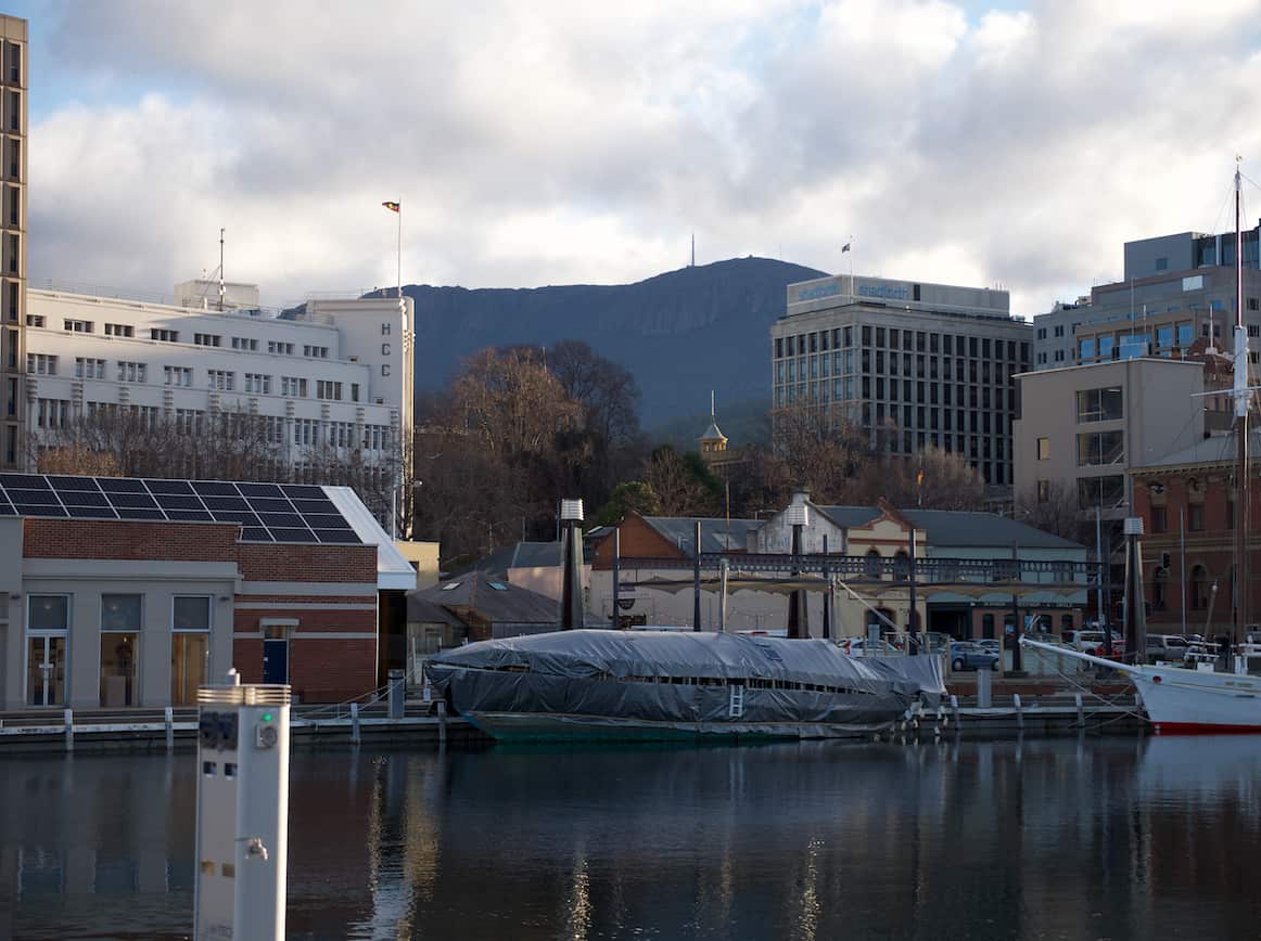 The city of Hobart lies in the foothills of kunanyi/Mount Wellington