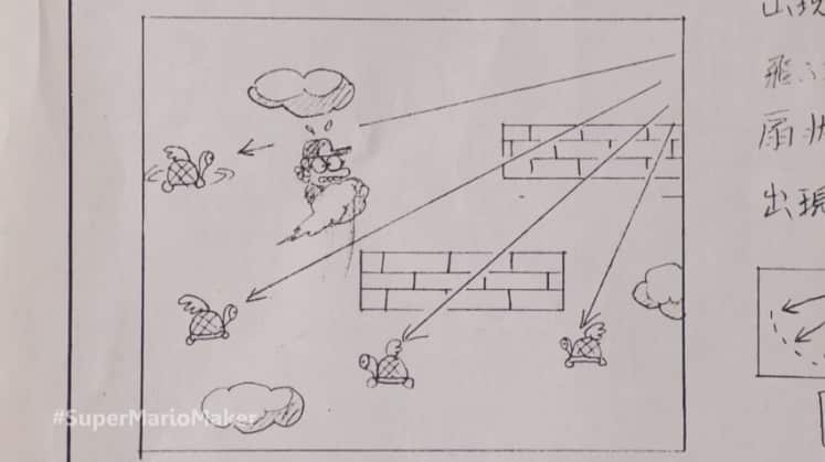 Graph paper drawing that went into the original Super Mario Bros. (Nintendo)