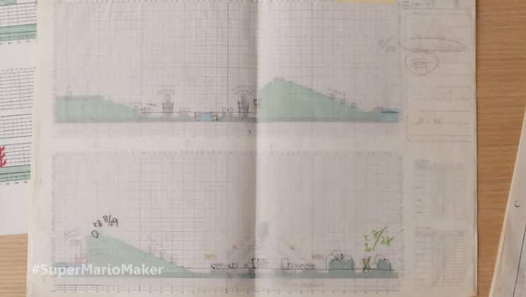 Graph paper drawing that went into the original Super Mario Bros. (Nintendo)
