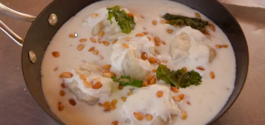 Chiche barak - a middle eastern lamb and pine nut dumpling.