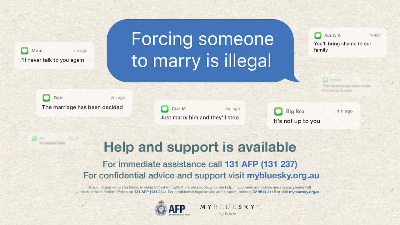 Campaign posters against forced marriage.