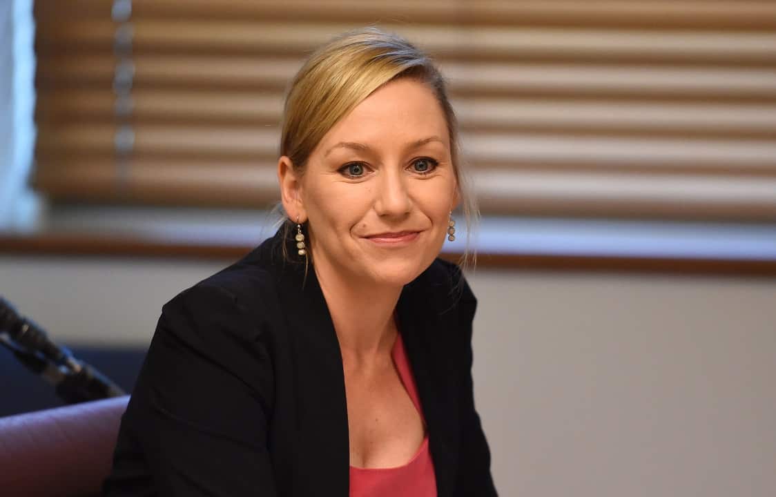Greens Senator Larissa Waters at an Australian Greens party room meeting at Parliament House in Canberra on Tuesday, April 19, 2016. (AAP Image/Mick Tsikas) NO ARCHIVING