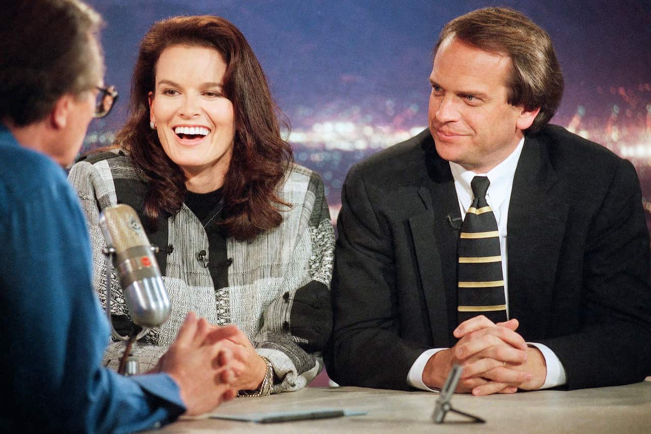 Denise Brown, sister of murder victim Nicole Brown Simpson, and John Kelly, Brown attorney in the OJ Simpson civil trial, speaks with Larry King in 1997.