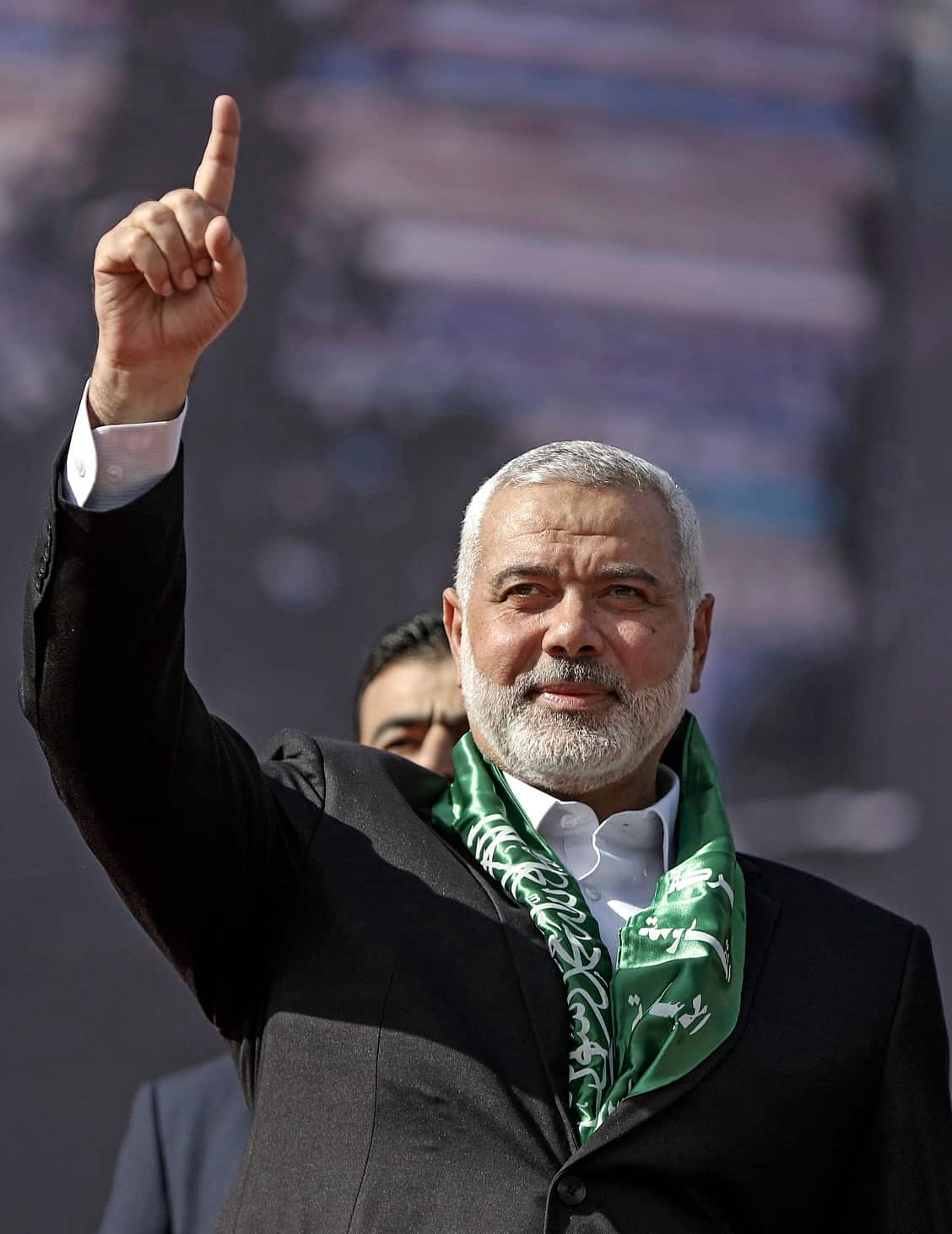 Hamas leader Sheikh Ismail Haniyeh attends a Hamas rally to mark the group's 30th anniversary, in Gaza City, Gaza Strip, 14 December 2017.