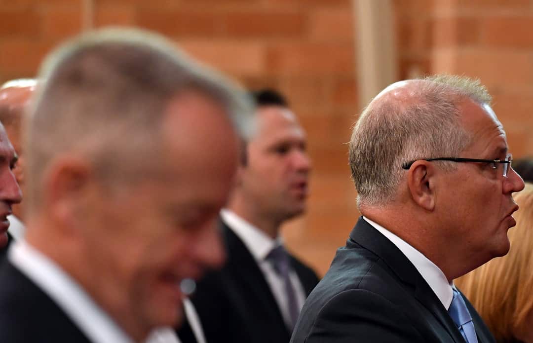 Opposition leader Bill Shorten and Prime Minister Scott Morrison attended church Tuesday morning ahead of the start of the parliamentary year. 