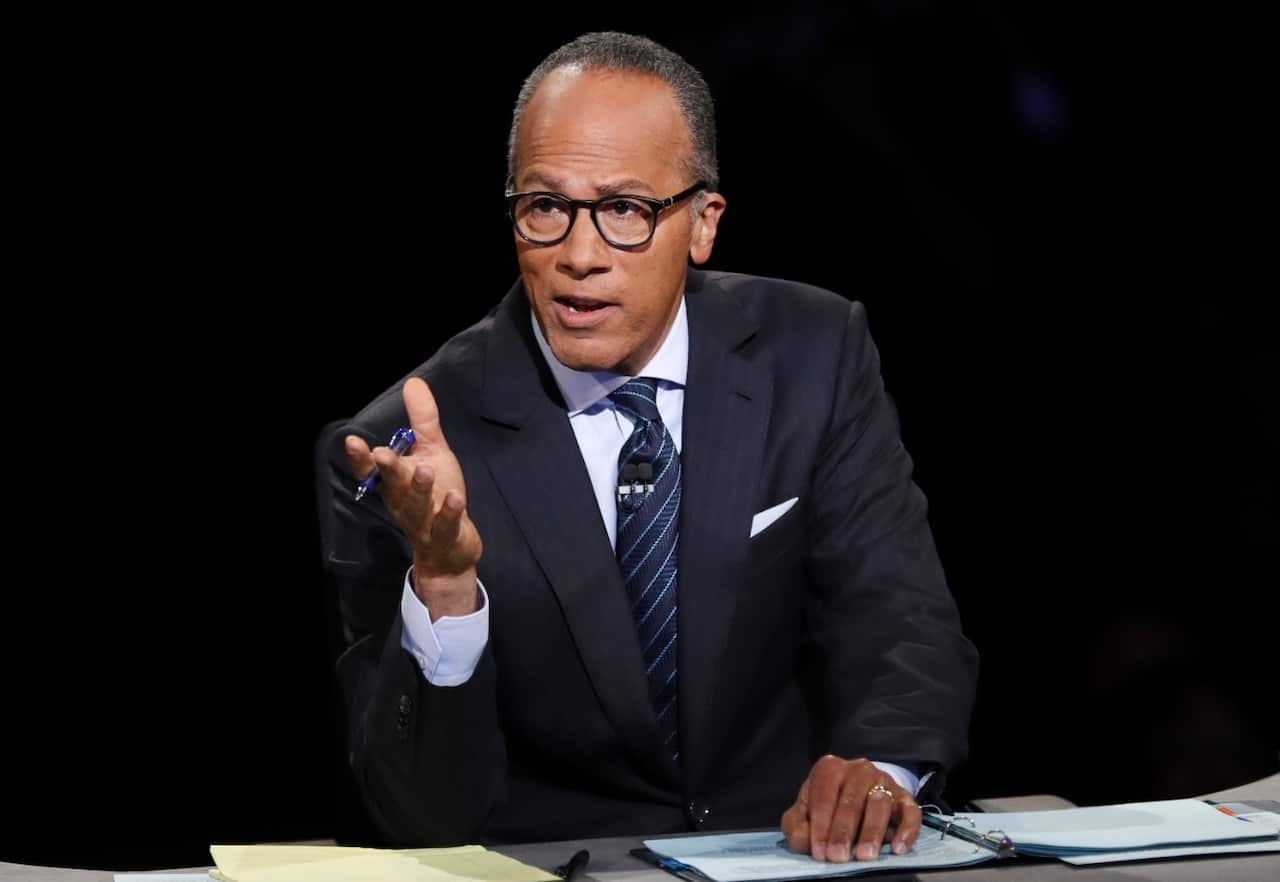 Lester Holt at the debate (AAP)