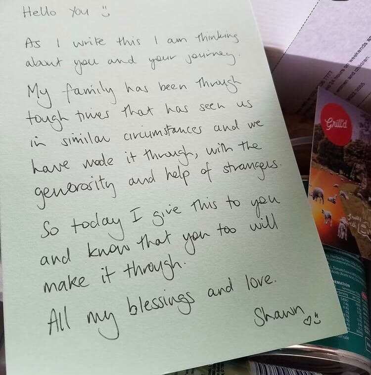 The 'message of hope' Jakulaith Wolff received with his Good Box in 2020.