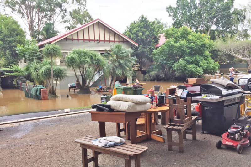 A flooded house in Lismore