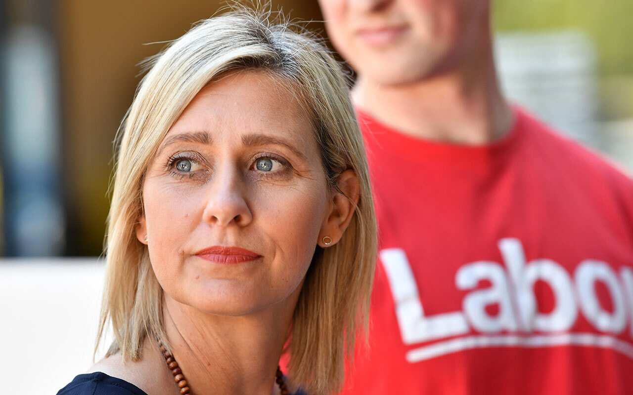 Labor's candidate for Longman Susan Lamb is seen at a pre-polling station in Morayfield, Queensland,