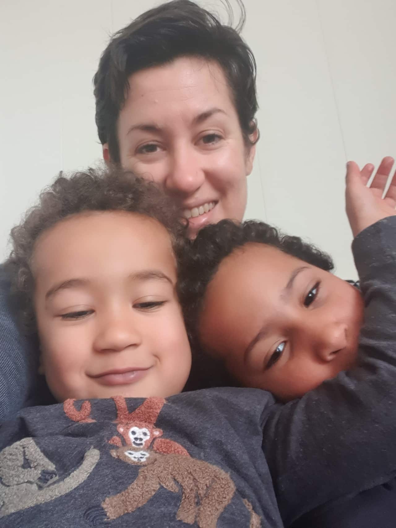 Lula Dembele with her two children.