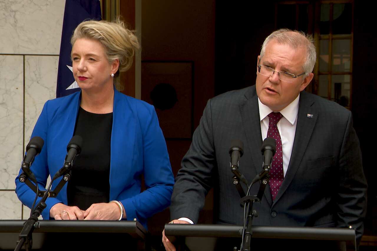 Minister for Agriculture Bridget McKenzie and Prime Minister Scott Morrison speak to the media last week. 