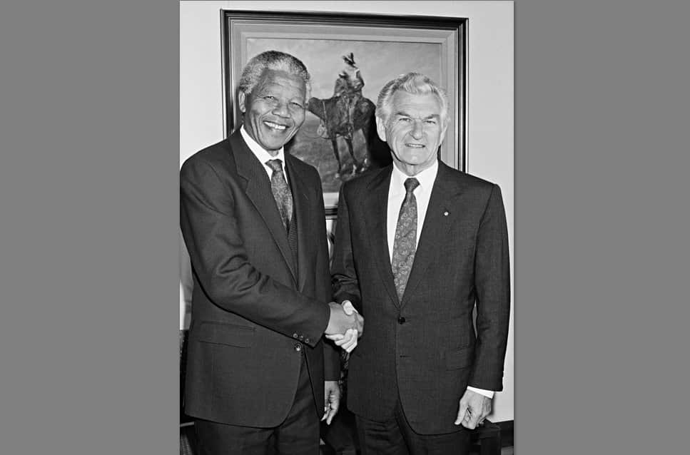 Nelson Mandela was only recently freed from prison when he met Bob Hawke on October 1990.