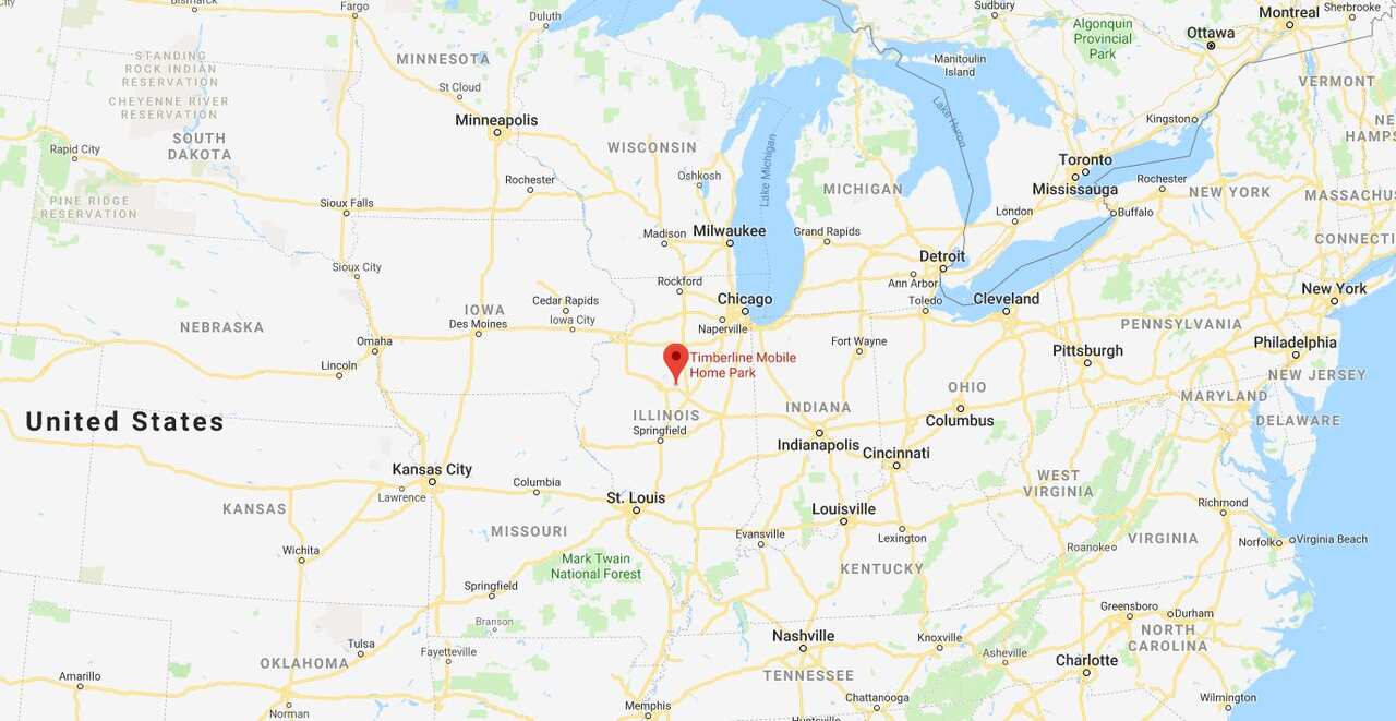 Goodfield is about 240km southwest of Chicago.