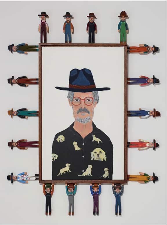 Marc Etherington, 'Idris Murphy and his dog Wally', acrylic on marine plywood, 117 x 87 cm.