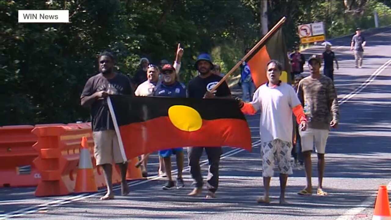 Yarrabah residents protested against the travel restrictions on Monday.