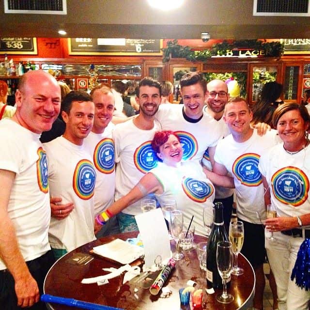 Winters celebrating Mardi Gras with fellow Liberal Party members.