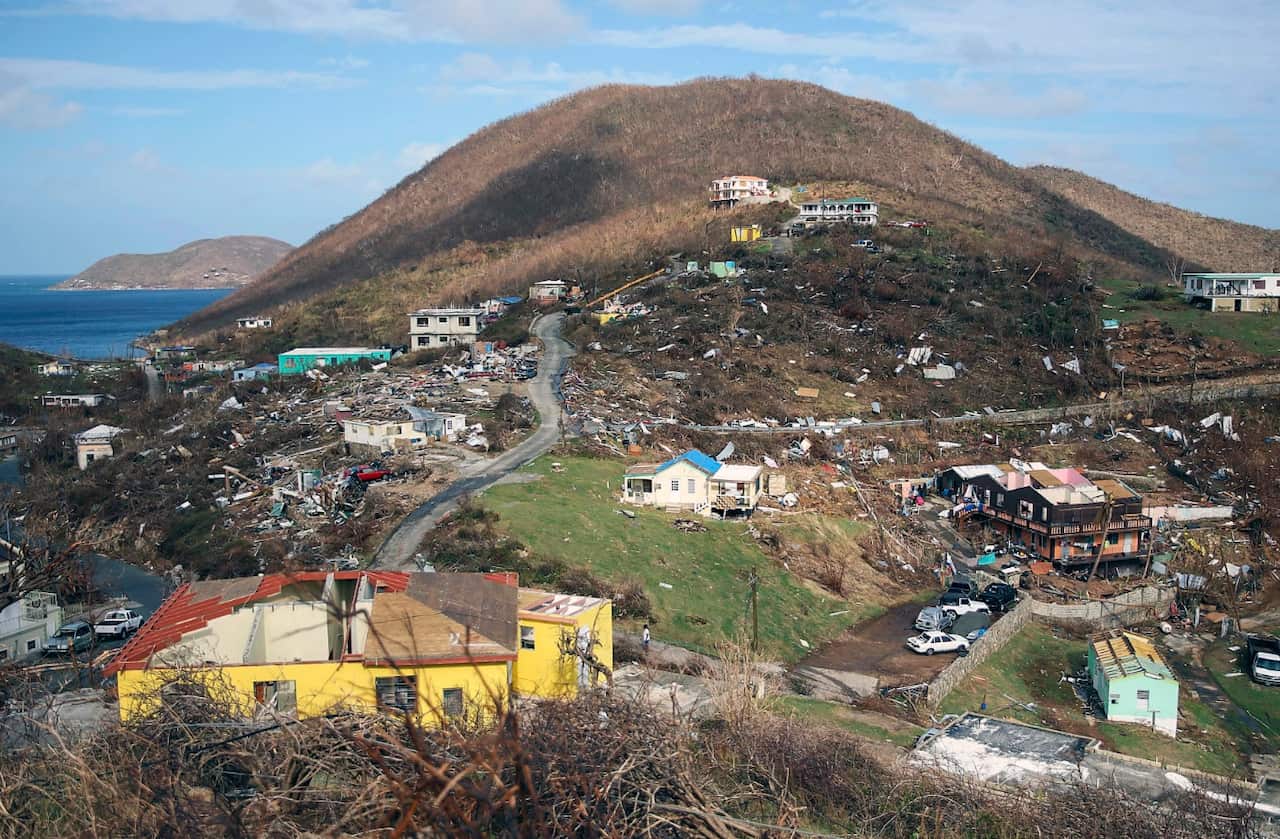 This photo provided by the British Royal Navy shows the destruction after Hurricane Irma, in Virgin Gorda, British Virgin Islands