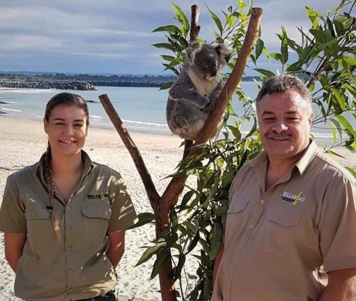 Mark Stone (right) and his daughter Brooke, from Billabong Zoo.