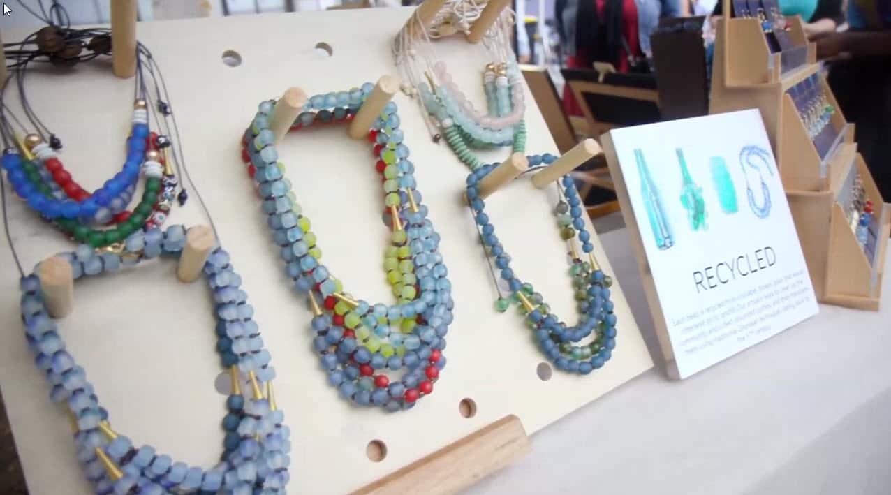 Caroline's jewellery is sold at markets. 
