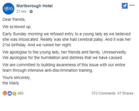 The pub's post on Facebook 