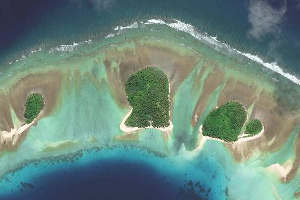 The Mili Atoll in the Marshall Islands. The low-lying island chain is considering a range of options to avoid destruction at the hands of rising waters.