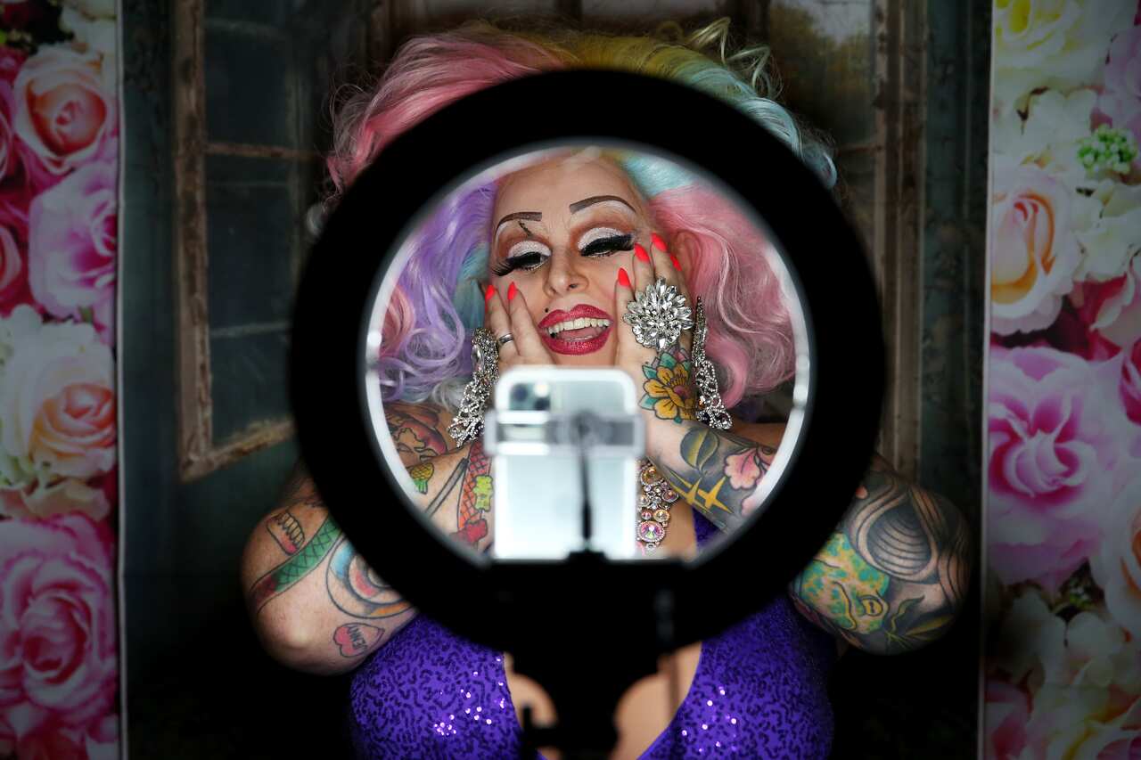 Maxi Shield, the popular Oxford Street drag artiste, broadcasts to her online audience live from Darlinghurst's Oxford Hotel, home to one of her regular gigs. 