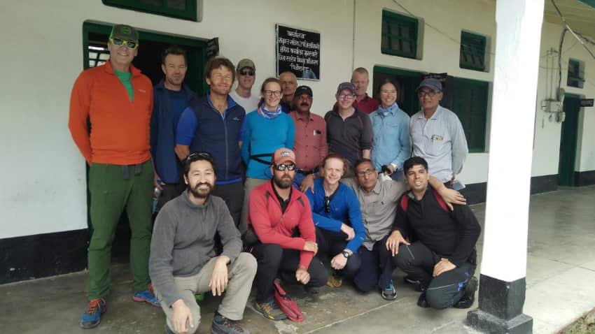 Climbers in Munsiyari town in the northern Himalayan state of Uttarakhand, India on 13 May, 2019.