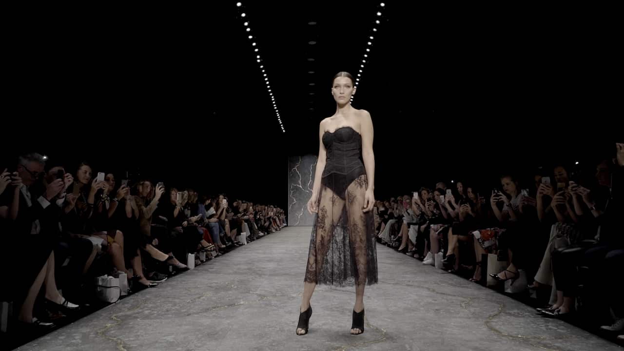 Bella Hadid sports Misha Collection designs at Mercedes Benz Fashion Week.