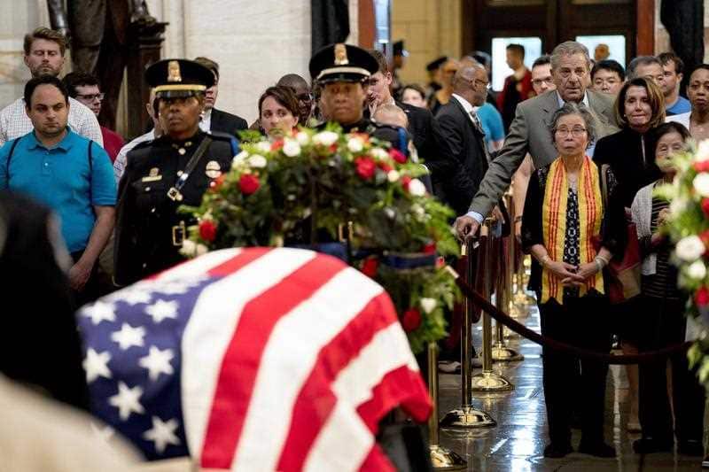 People line up to pay their respects to the late senator, as he lays in state.