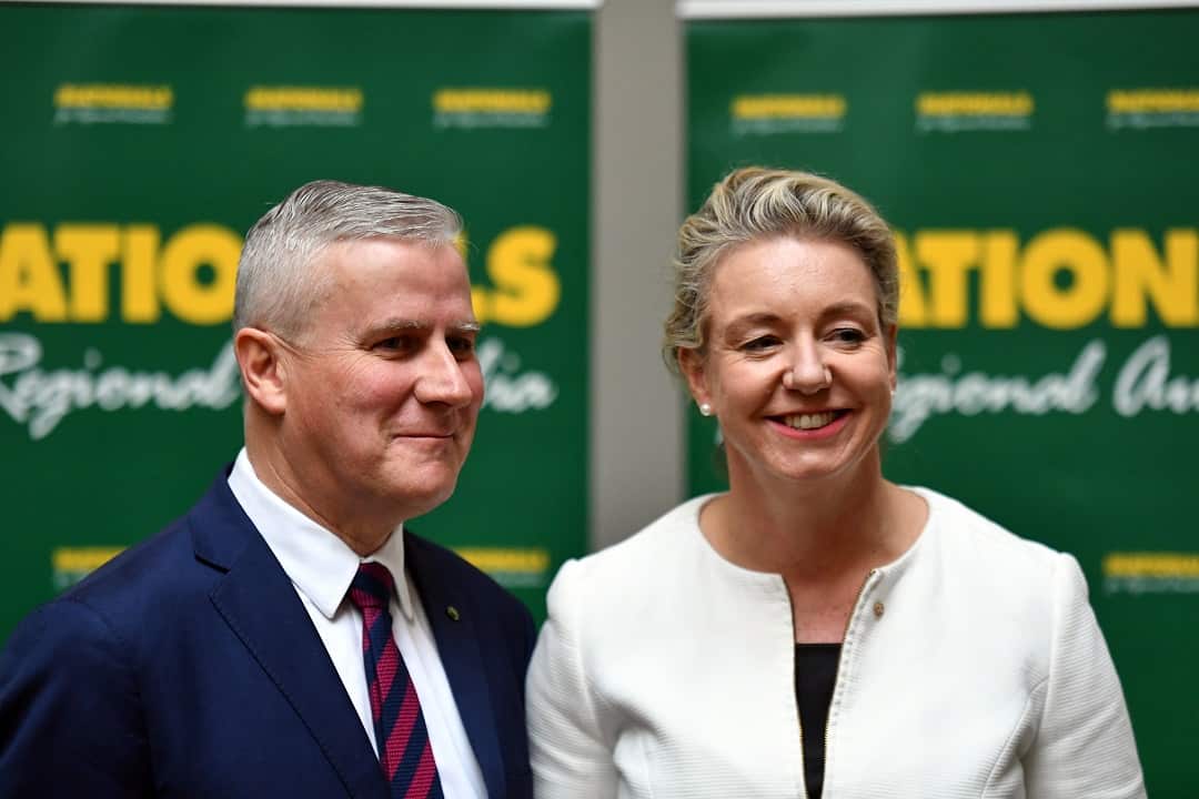 Deputy Prime Minister Michael McCormack and Minister for Sport Bridget McKenzie at a press conference after the Nationals Federal Council at the Canberra Hyatt Hotel in Canberra, Saturday, August 18, 2018. (AAP Image/Mick Tsikas) NO ARCHIVING