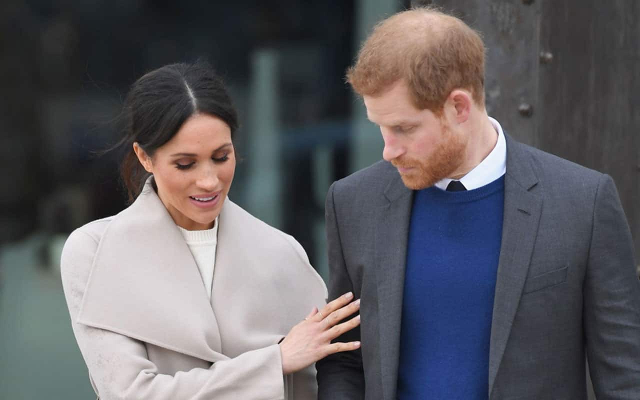 Prince Harry and Meghan Markle depart from the Titanic Belfast on March 23, 2018 in Belfast, Nothern Ireland.