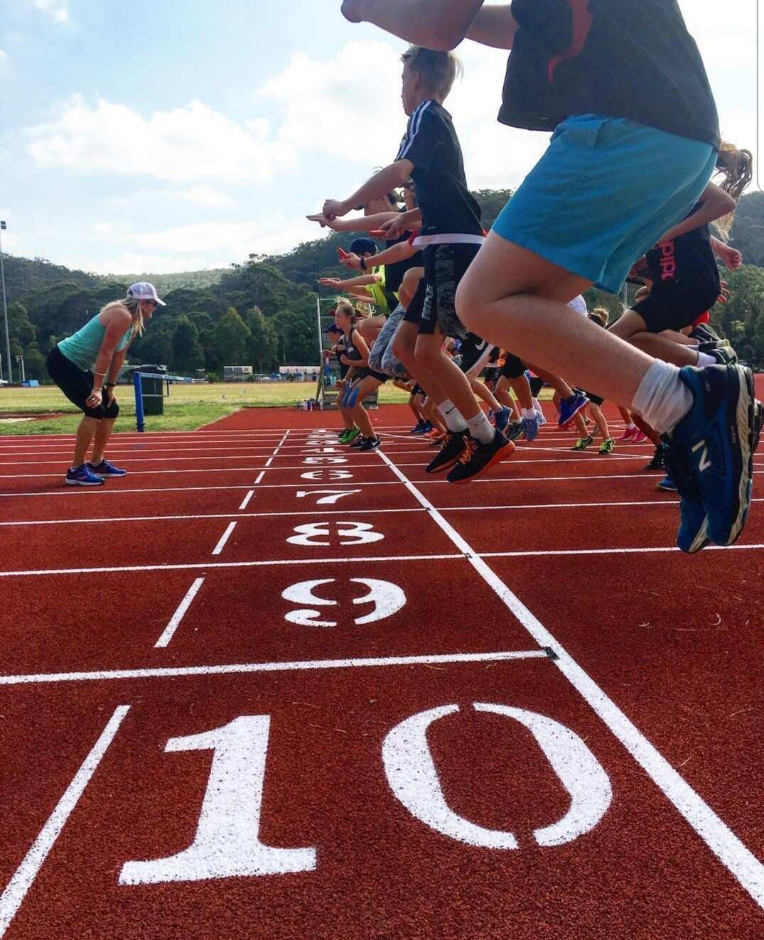 Former Australian sprinter and three-time Olympian Melinda Gainsford Taylor coaching a speed clinic.