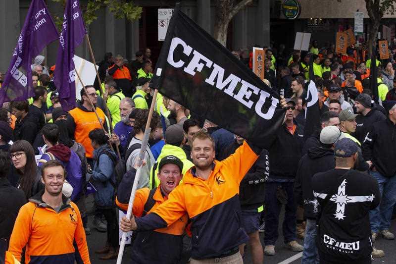 Thousands of protesters are seen at the Change the Rules rally in Melbourne.