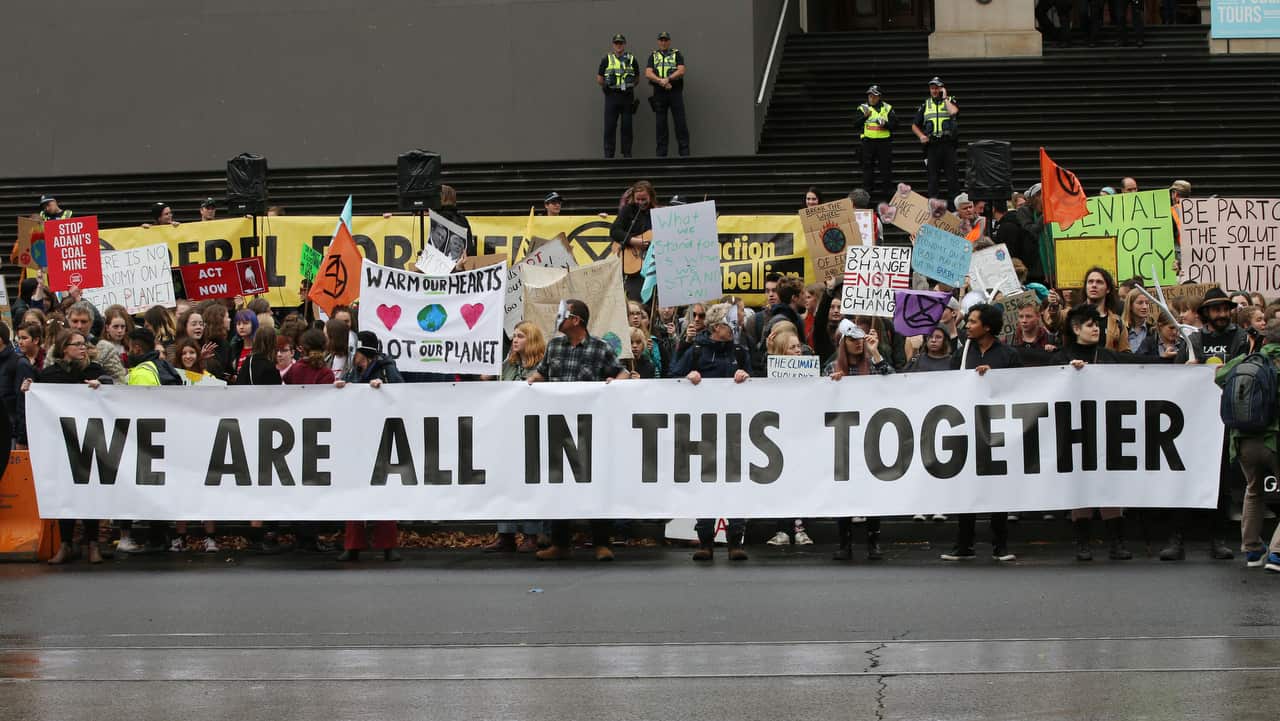 Protesters in Melbourne.