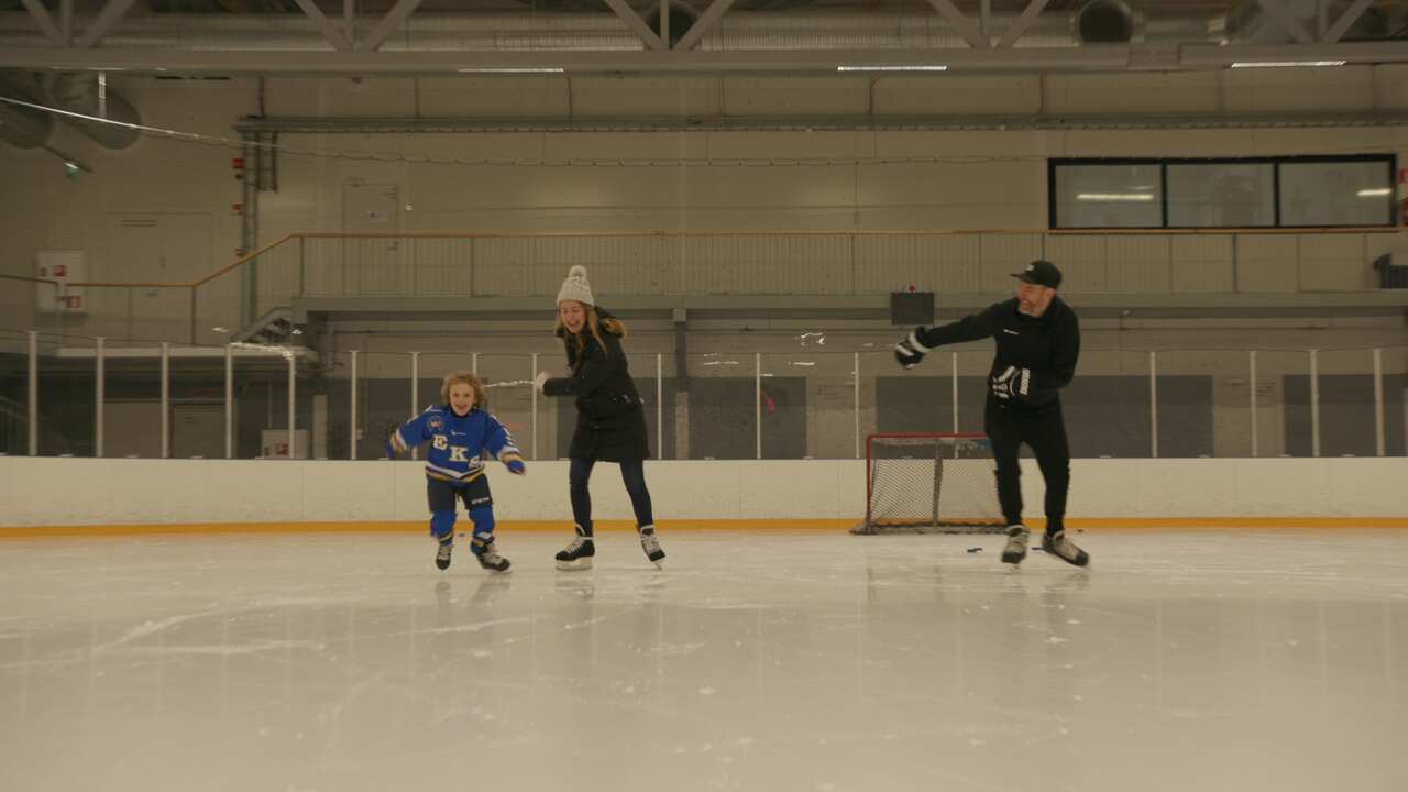 Melissa Georgiou with her husband, Makke, and son, Milo at a Finnish pastime – ice skating.  