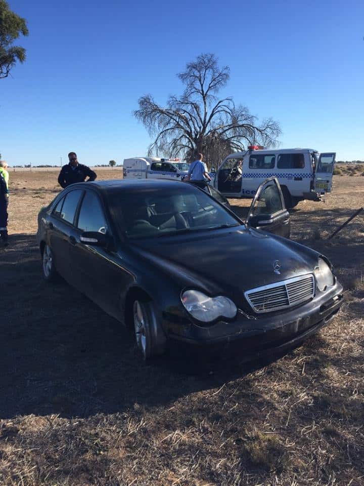 Police eventually tracked down the Mercedes, which had crashed because of a tyre blowout.