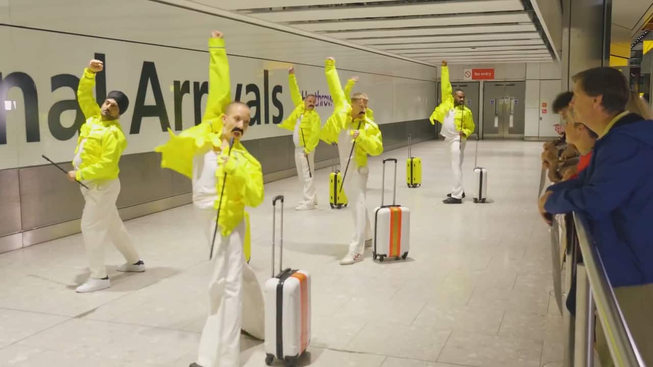 Airport staff dancing for Freddie Mercury's birthday