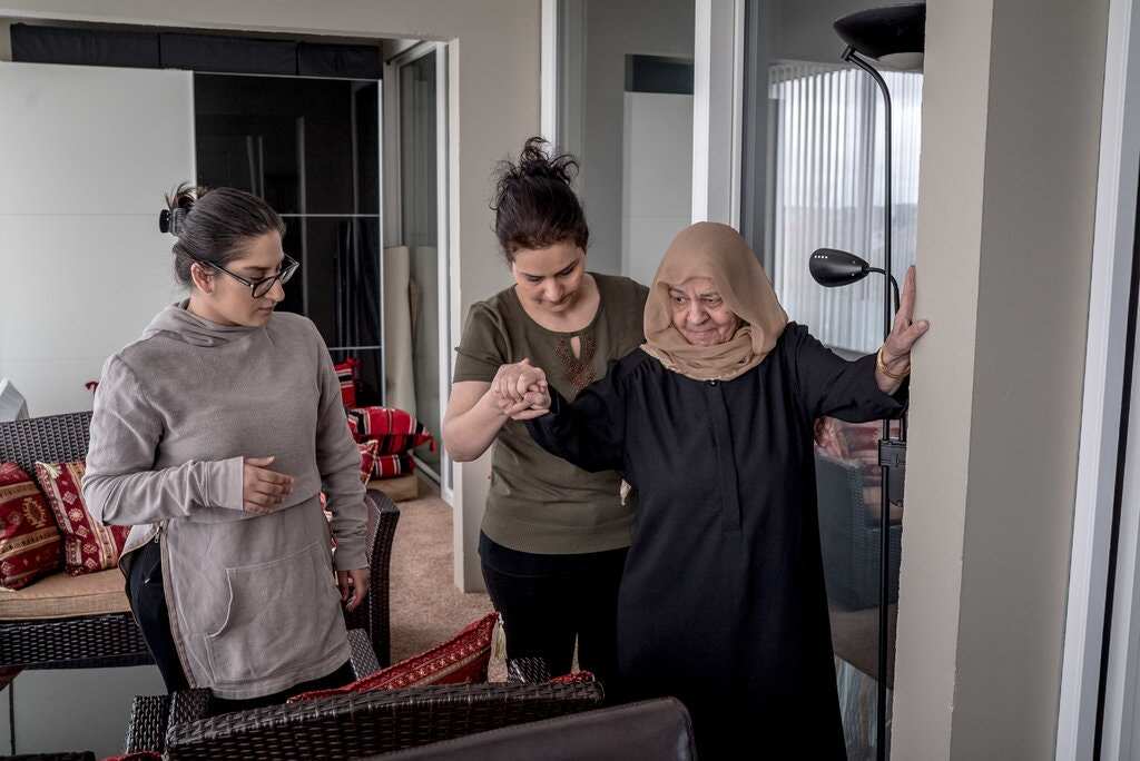 Zarmena Waziri with her daughter Marzia, center, and granddaughter Hosna in Aarhus, Denmark, in 2017.