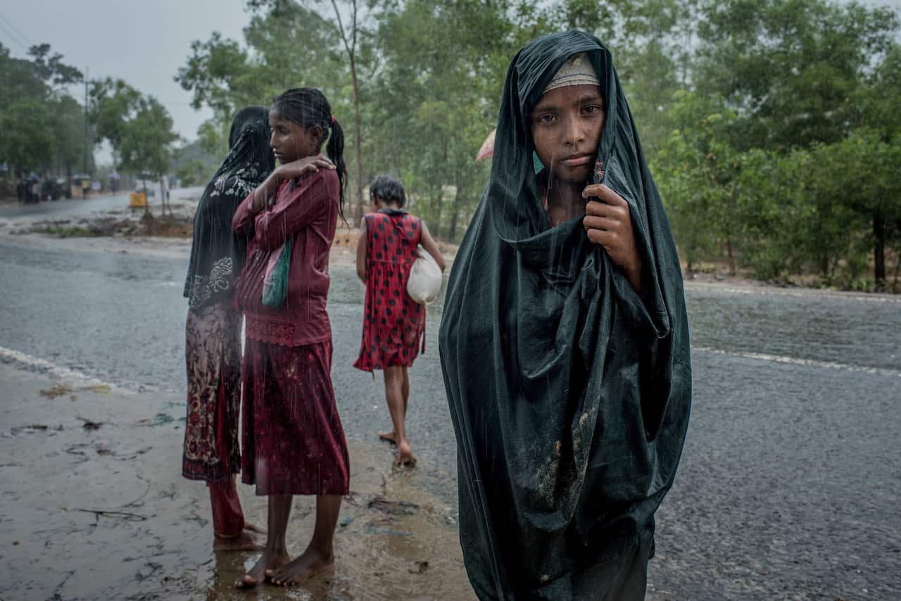 Children near the Kutupalong camp in September.