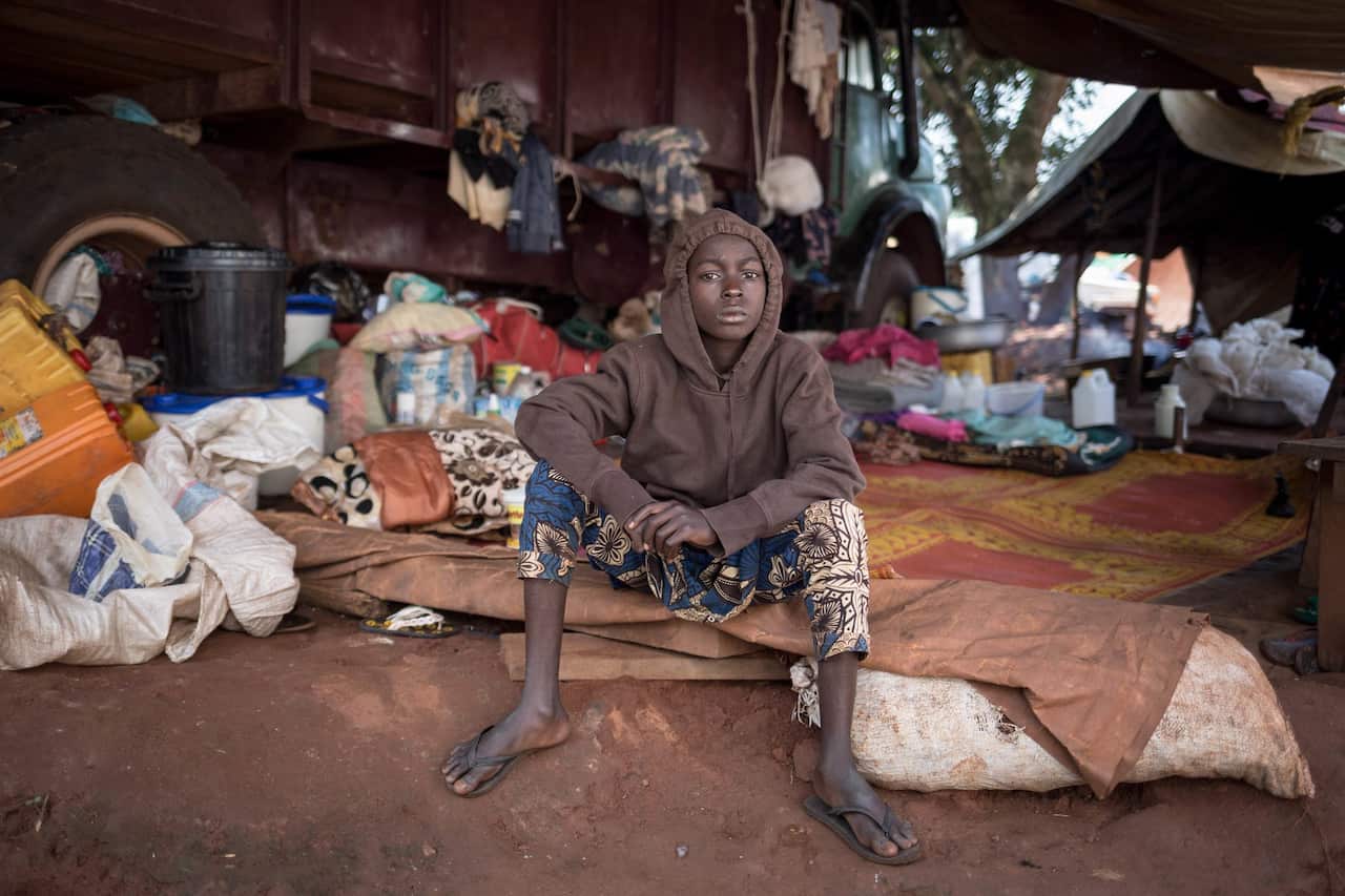 A displaced boy in Bangassou, Central African Republic, in August.
