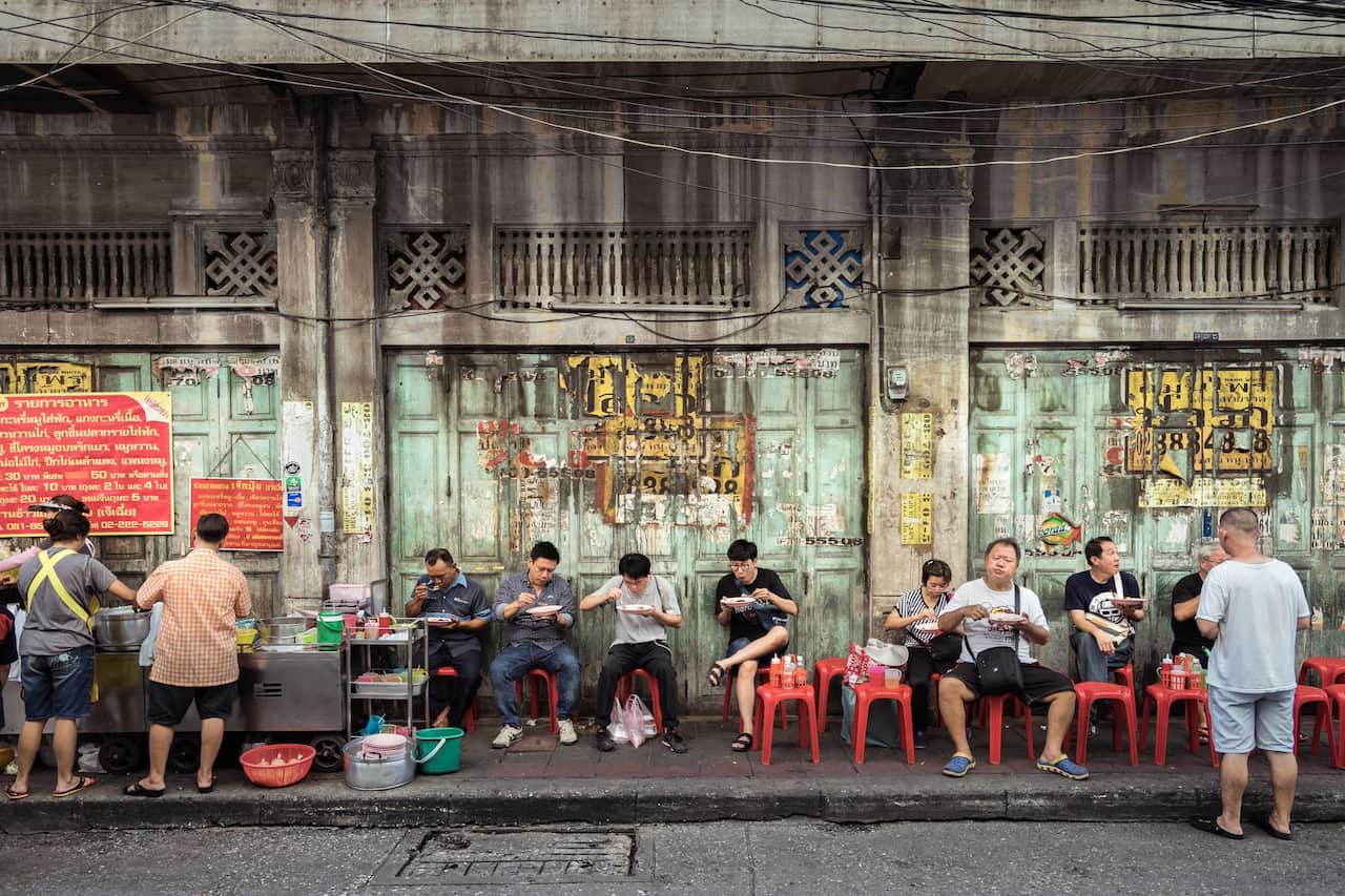 People eating in Bangkok