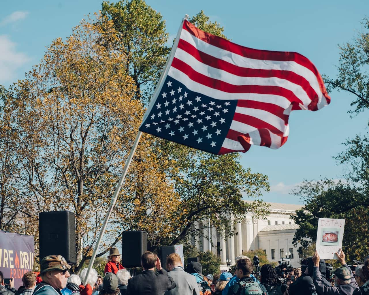 Fonda speaking at Fire Drill Friday. The actress helped hatch the event in response to worsening climate news.