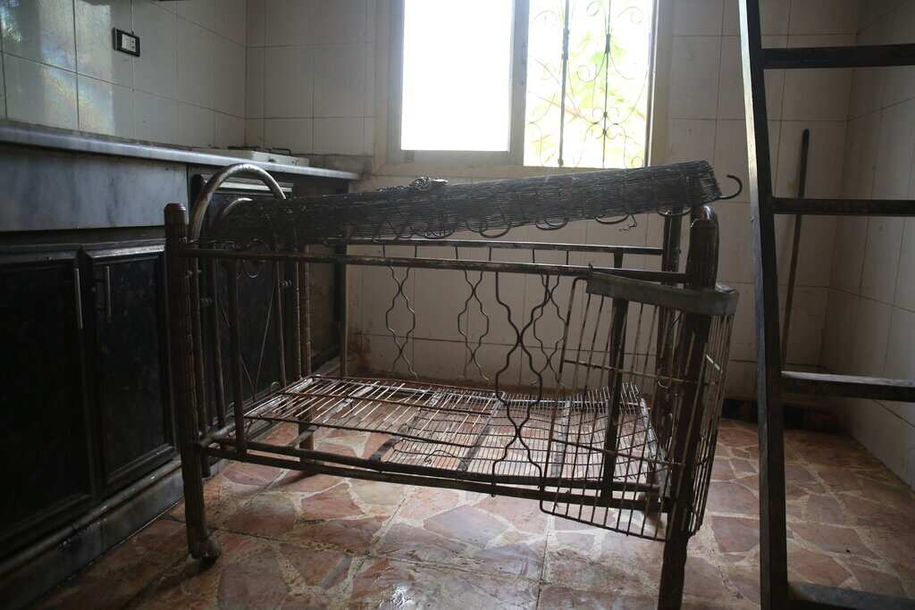Nahla’s bed, which her father turned into a cage.