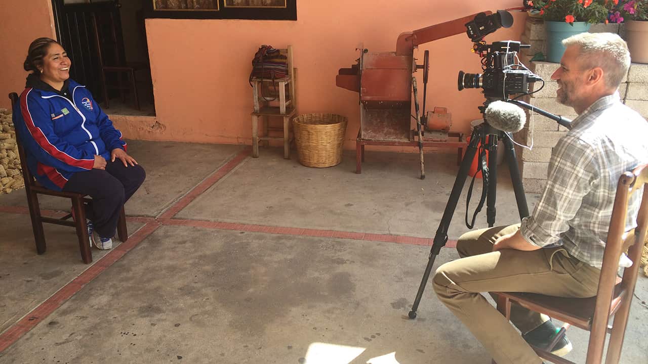 Dateline's Aaron Thomas interviews Rosa in Mexico before her journey to the US to be reunited with her sons.